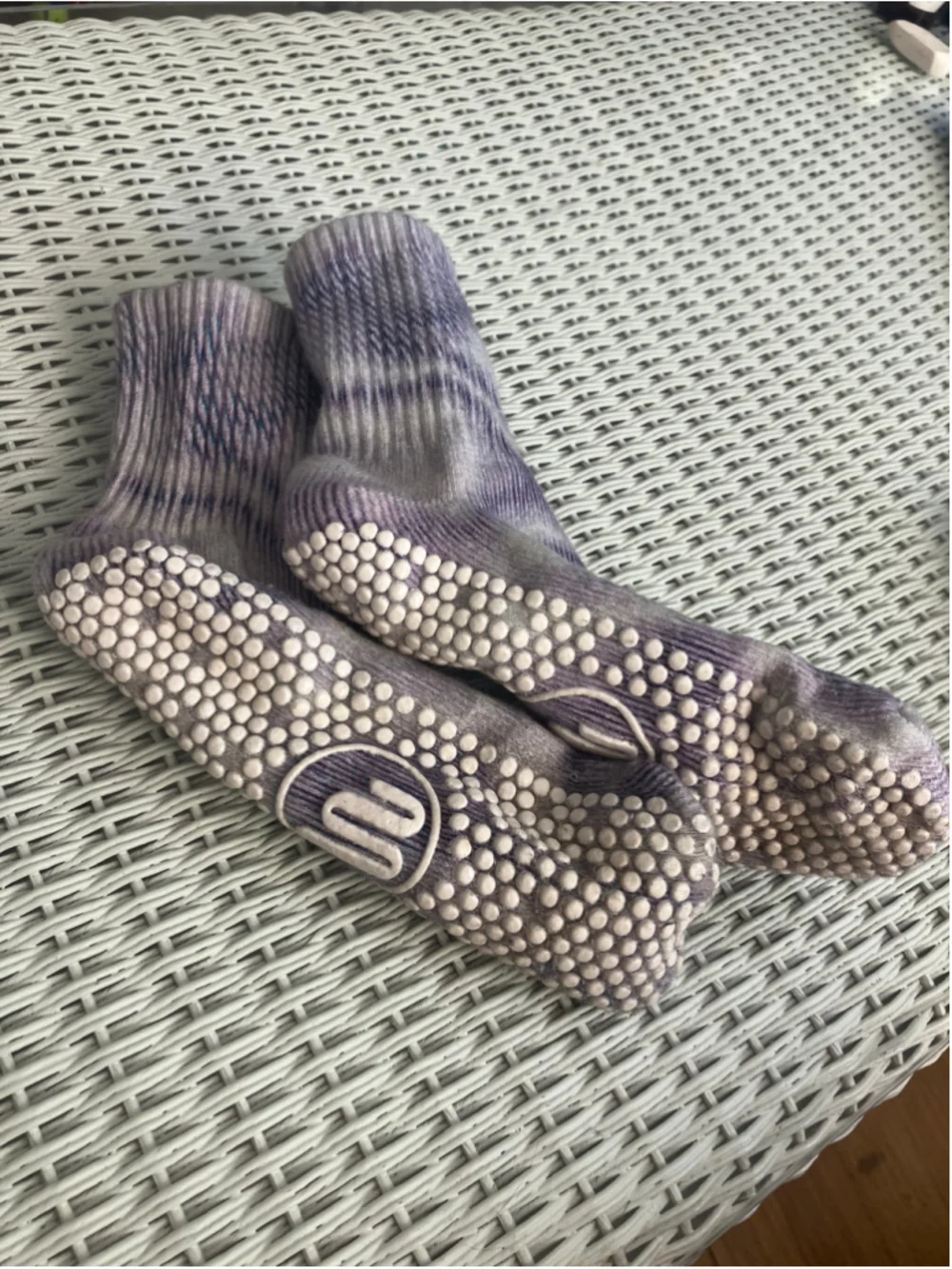Y2K Vibe Purple & White Tie-Dye Athletic Grip Socks
